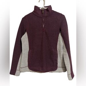 Weird Fish Macaroni Sweater Women’s UK 10/ US 6 Burgundy/cream 1/4 Zip Pullover